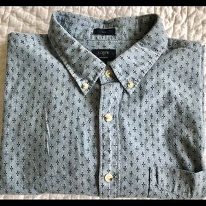 Mens J. Crew Slim Fit Patterned Chambray Shirt